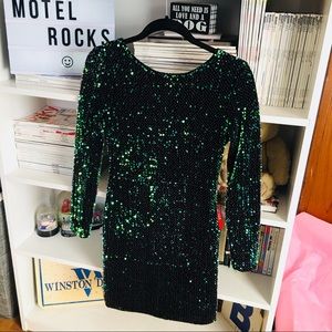 ⚡️MOTEL gabby sequin iridescent green dress⚡️